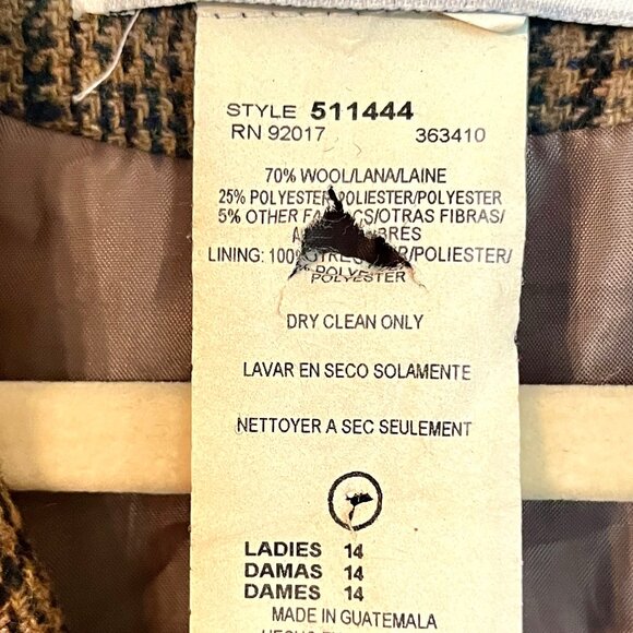 Vintage 90s White Stag Wool Blend Houndstooth Plaid Blazer Jacket Size 14 - Picture 9 of 9